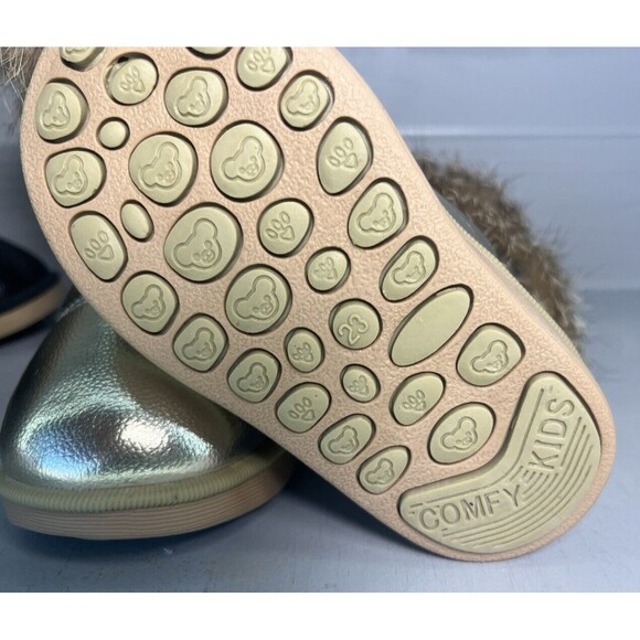 Toddler Girls Comfy Kids Fur Trim Black Gold Size 23‎ 6/7 Winter Boots Lot Of 2 - Picture 4 of 8